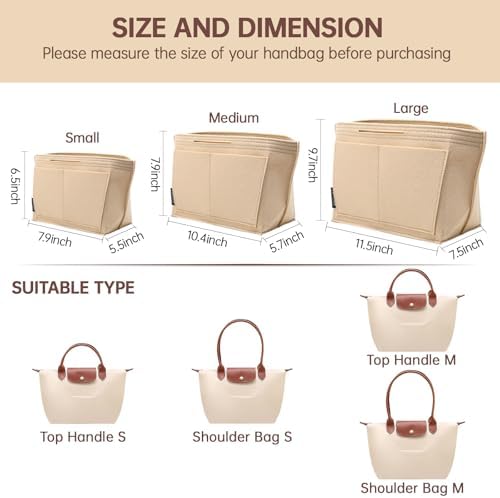 OPPOSHE Purse Organizer Insert for Longchamp Le Pliage, Premium Felt Long Champ - Image 2