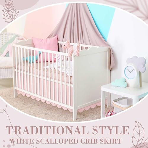 Hahafelt 28 x 52 Inch Pink Scalloped Crib Skirt, 14 Inch Drop - Image 5