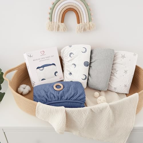 Bearmoss Muslin Crib Sheets 100% Cotton Baby Crib Sheets Soft&Breathable - Image 5