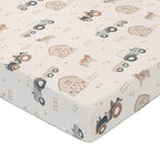 Crane Baby Charlie Farmhouse Tractor Crib Fitted Sheet, 100% Cotton Baby Bed by CraneBaby