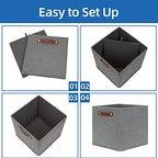 Temary 12x12 Storage Cube Bins 4 Pack Fabric Storage Cubes Storage Bins - Image 7