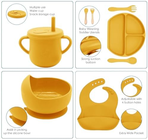 100% Silicone baby feeding set, BPA free Baby dishes set - Image 4