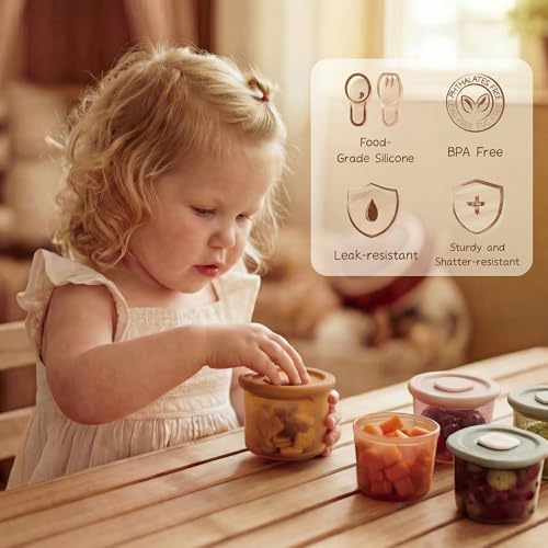 Moonkie Silicone Baby Food Containers | 8oz/4 oz Baby Food Storage Jars - Image 5