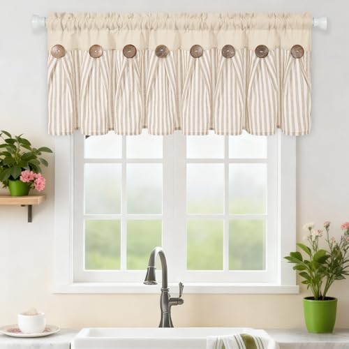 ASPMIZ Farmhouse Valances for Windows, 52x18 Inches, 1 Panel - Image 2