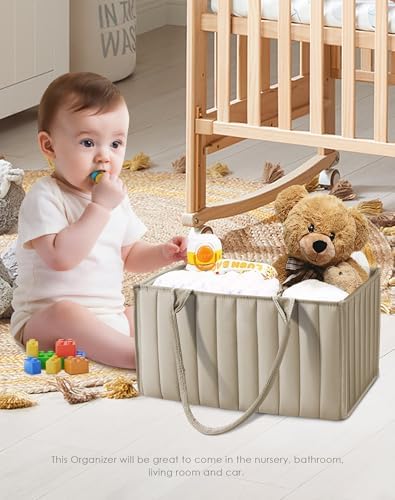 SWEET DOLPHIN 2-Pack Baby Diaper Caddy Organizers, Stylish Storage Baskets - Image 2