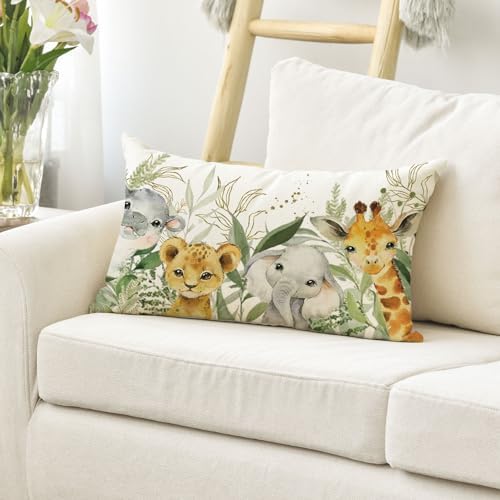 AVOIN colorlife Elephant Giraffe BabyShower Animals Throw Pillow Cover - Image 5
