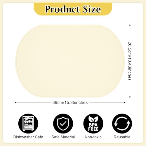 Silicone Placemats Set of 4, Oval Heat Resistant Place Mats, Waterproof - Image 2