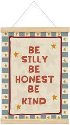 Kids Room Decor, Boy Nursery Decor Boho Retro Classroom Framed Poster, Be Silly by Unknown