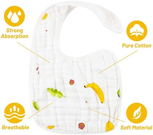 Zainpe 6Pcs Snap Muslin Cotton Bibs - Image 3