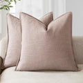 Foindtower Linen Solid Decorative Throw Pillow Covers 16x16 Inch Dusty Pink by Foindtower