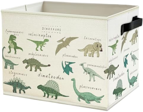 Dinosaur Storage Bins Box with Handles, Dinosaur Nursery Decor, Species of Dino by Unknown