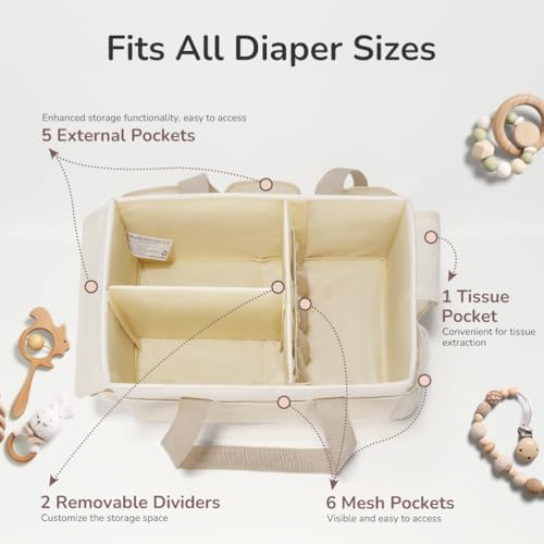 YOHOOLYO Baby Diaper Caddy Organizer, Large Portable Storage Basket - Image 2