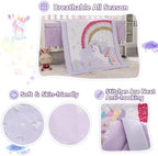 Mini Girl Crib Bedding Set, 3 Piece Unicorn Mini Crib Comforter Set, Baby Girl - Image 3