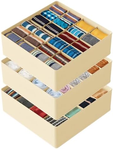 SpaceAid Sock Drawer Organizer Divider 3 Pack, 64 Cell Dresser Closet Nursery by SpaceAid