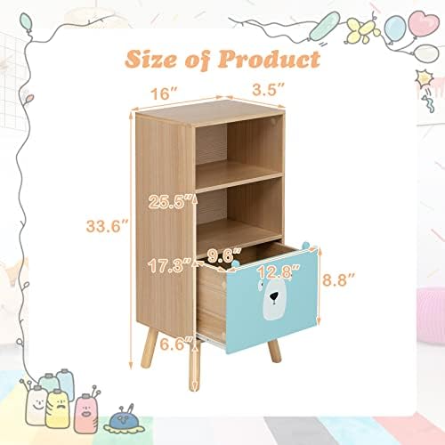 INFANS Kids Bookcase Toy Storage Organizer, Children Storage Cabinet - Image 2