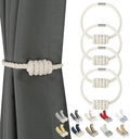 BEL AVENIR Magnetic Cotton Curtain Tiebacks 4 Pack Hand-Woven Curtain Ties by BELAVENIR