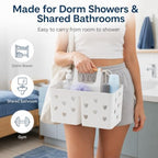 White Portable Shower Caddy, Plastic Basket Organizer - Image 6