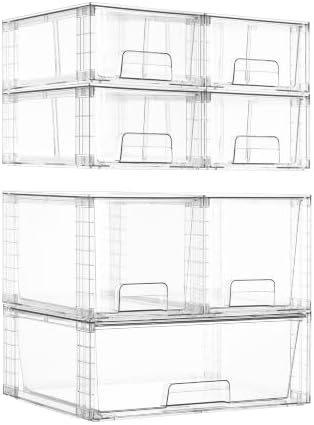 Vtopmart Clear Stackable Storage Drawers, 7 Pack Multi Size Set by Vtopmart