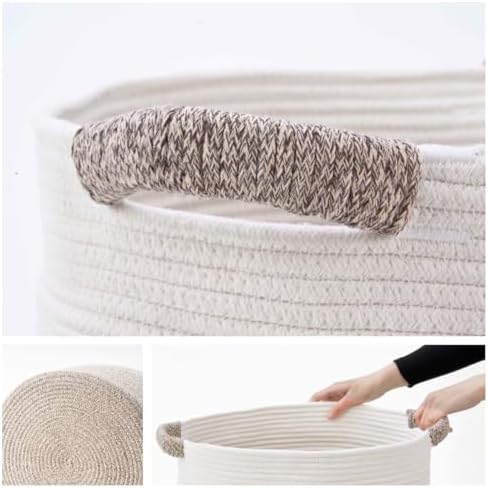 Blanket Basket for Living Room, Woven Rope Storage Basket - Image 3