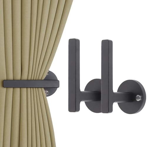 2 Pack Adhesive Curtain Holdbacks, Wood Curtain Tiebacks by OCIOLI