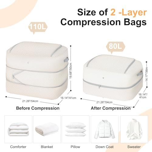 Comforter Storage Bag - 110L Large Capacity Blanket Storage Bags 2-Layer Ultra - Image 2