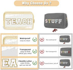 Teacher Appreciation Gifts Chenille Letter Clear Makeup Bag TEACH Pouch - Image 6