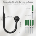Hion Curtain Holdbacks Black 6pcs, Curtain Tiebacks Wall Mounted Hooks - Image 2
