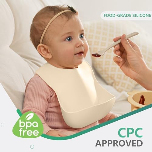 Cuddle Campus Set of 3 Silicone Bibs, Soft Adjustable Bibs - Image 2