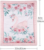 Animals 3pcs Baby Crib Bedding Set Pink Nursery Bedding Set - Image 4