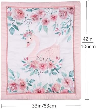 Animals 3pcs Baby Crib Bedding Set Pink Nursery Bedding Set - Image 4