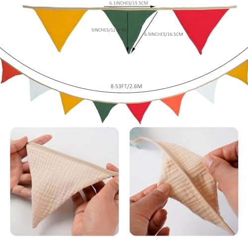2PCS Pennant Banner Bunting Flags, Garland Triangle Banners Fabric - Image 2