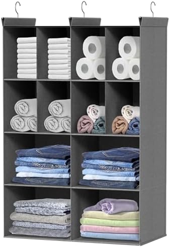 4 Tier Hanging Closet Organizer, 12 Compartments Dual Row Storage by Ofiray-home