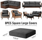 8Pcs Outdoor Cushion Covers, Stretch Patio Furniture Couch Chair Slipcovers - Image 2
