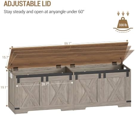 Hzuaneri 59" Farmhouse Storage Chest and Bench | 70 Gal | 330lb Seat - Image 3