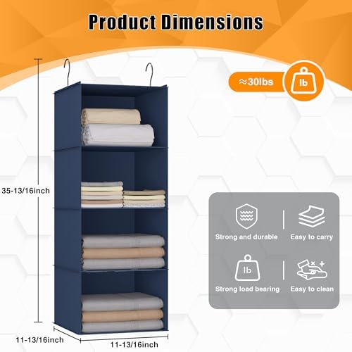Hanging Closet Organizer 4-Shelf, Oxford Fabric Wardrobe Storage - Image 3