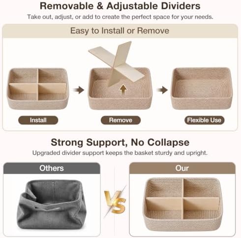 3 Pack Small Baskets for Organizing, Woven Storage Baskets for Shelves - Image 4