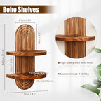 Artilady Boho Shelf Wall Decor, Wood Trinket Shelves - Image 3
