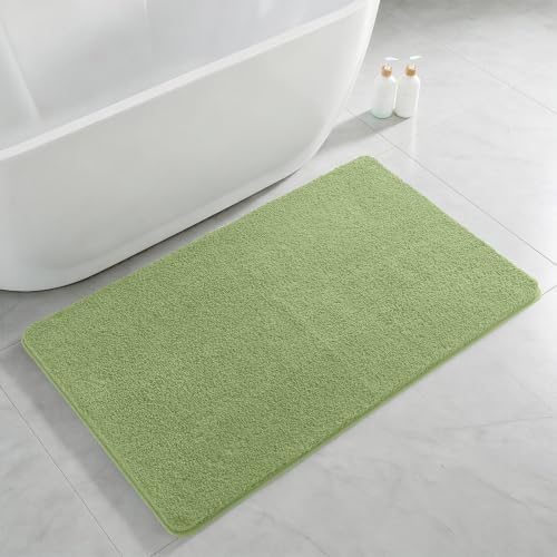 Polyester Bathroom Rug 30"x50" Olive Green, Large Soft Bath Mat by Kildoss