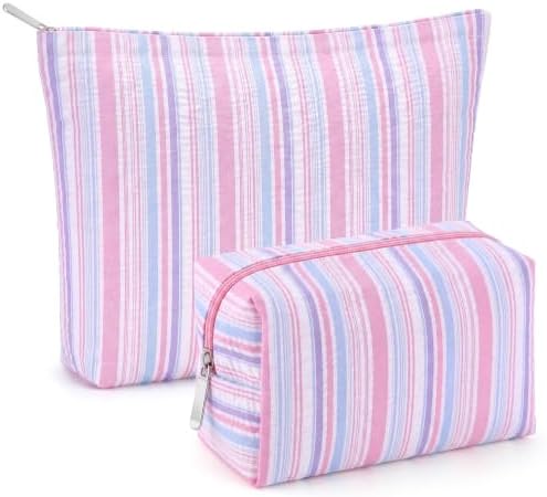 Huhumy 2 Pcs Makeup Bag Set for Women, Color Stripe by Huhumy