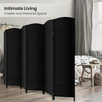6 Panel Folding Room Divider, Woven Privacy Screen - Image 4