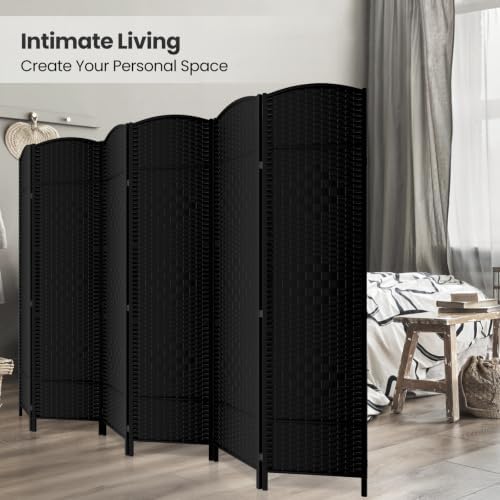 6 Panel Folding Room Divider, Woven Privacy Screen - Image 4