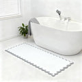 ORTIGIA Long Cute Scalloped Bathroom Rugs Runner, Fun Gray Plush Microfiber by ORTIGIA