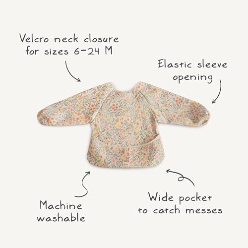 mushie Long Sleeve Baby Bib | Water Resistant Adjustable Fit - Image 2