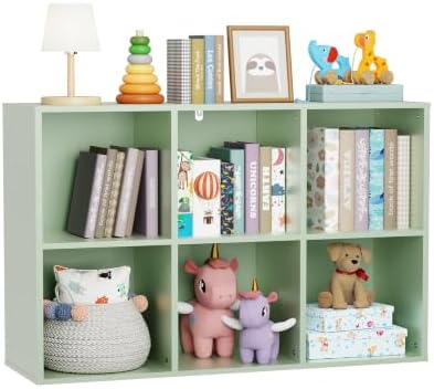 6 Cube Storage Organizer, Kids Cubby Bookshelf, Thickened Panels, Anti-Tip Kit by LDarqeer