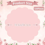 120 Pcs Light Pink Paper Placemats, 13.5 Inch Disposable Scalloped Placemat - Image 2