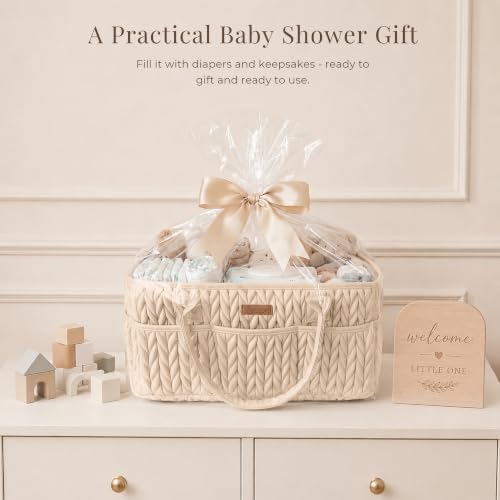 Konssy Baby Diaper Caddy Organizer, Braided Quilted Design - Image 7