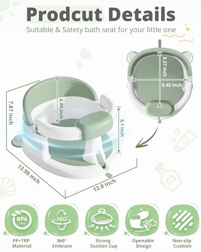 ONTHEWEI Baby Bath Seats for Babies Sitting Up, Non-Slip Baby Bathtub - Image 2