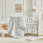 3 Pieces Tufted Stripes Crib Bedding Set - Image 3
