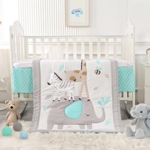 Elephant Crib Bedding Set Gray, Premium 3-Piece Baby Bedding Set Elephant - Image 2