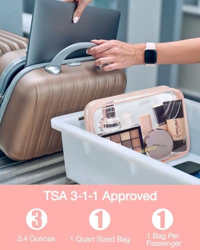 BAGSMART Clear Toiletry Bag 2-Pack TSA Approved Water-Repellent, Nude Pink - Image 3